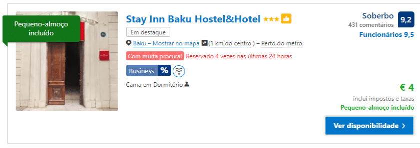 Hostels em Baku - preço até 10 € por noite