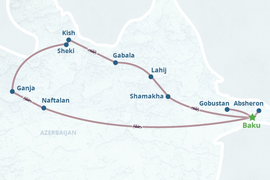 Mapa de 8 Dias no Azerbaijão